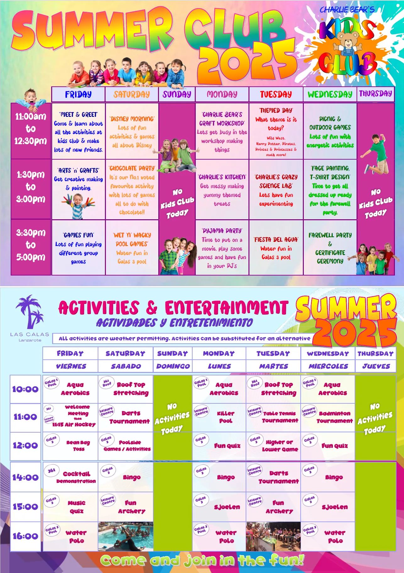 Club Las Calas Summer Animation Programme 2025