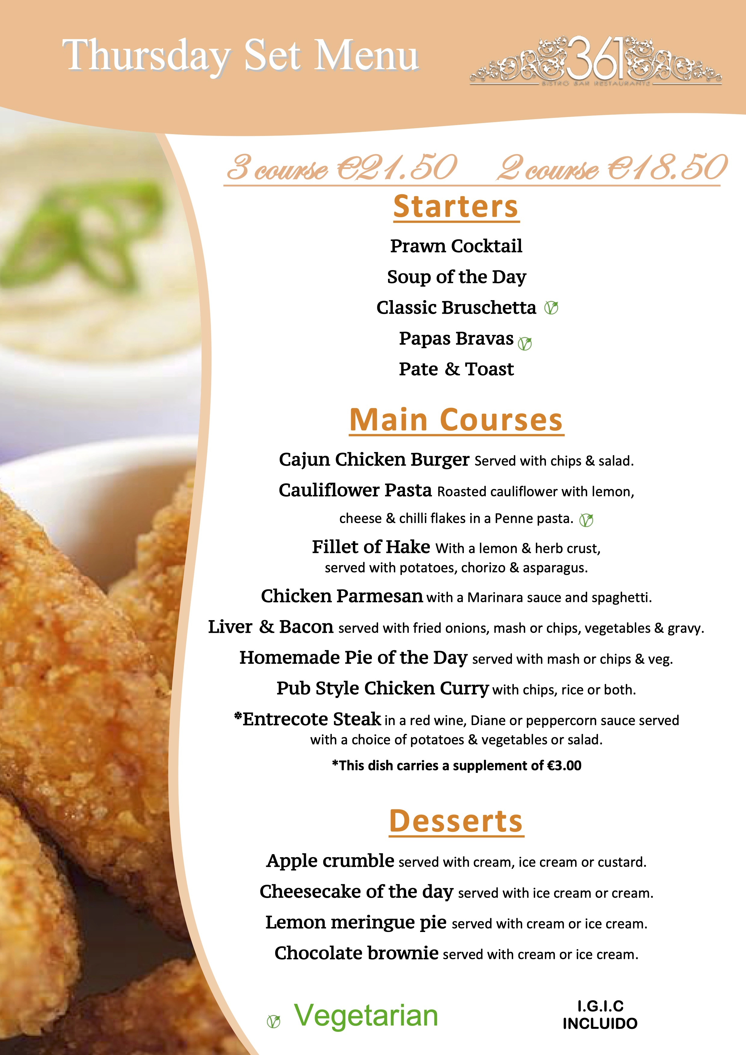 Thursday Menu